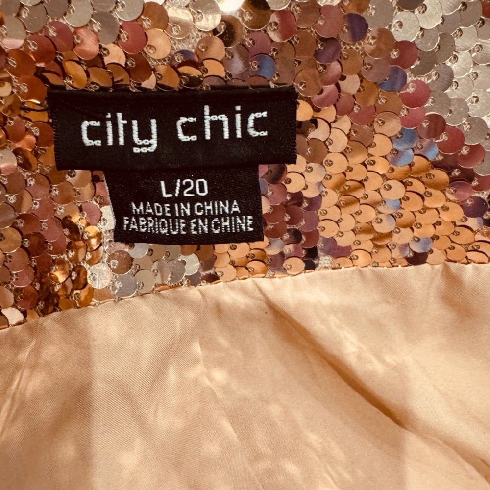 City Chic Rose Gold Sequin pants suit 20 - Picture 9 of 14